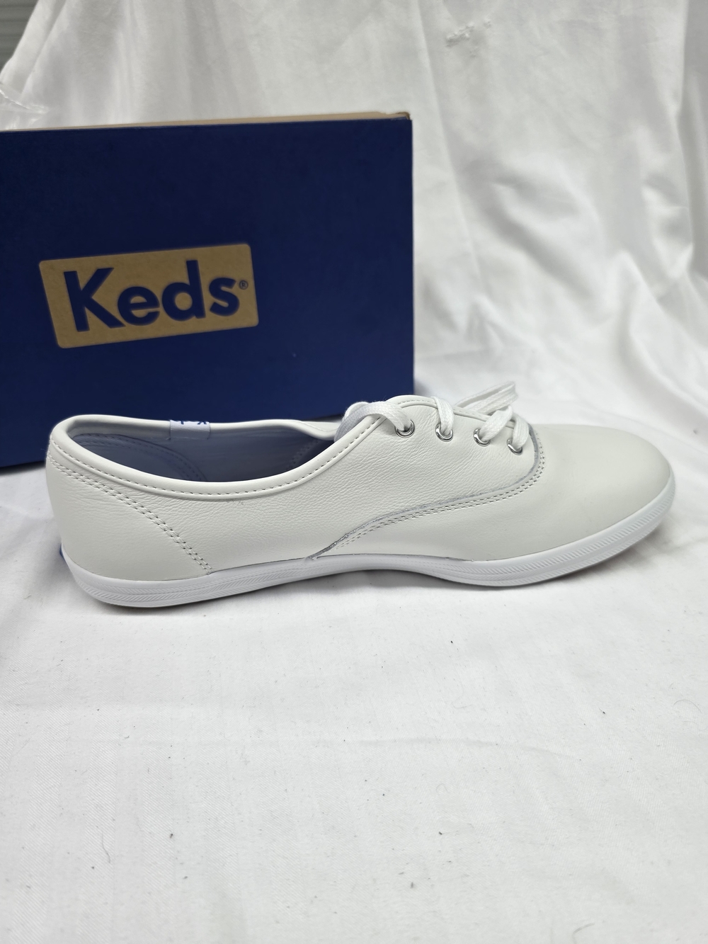 Keds White Leather Lace-Up Sneakers - Picture 7 of 9